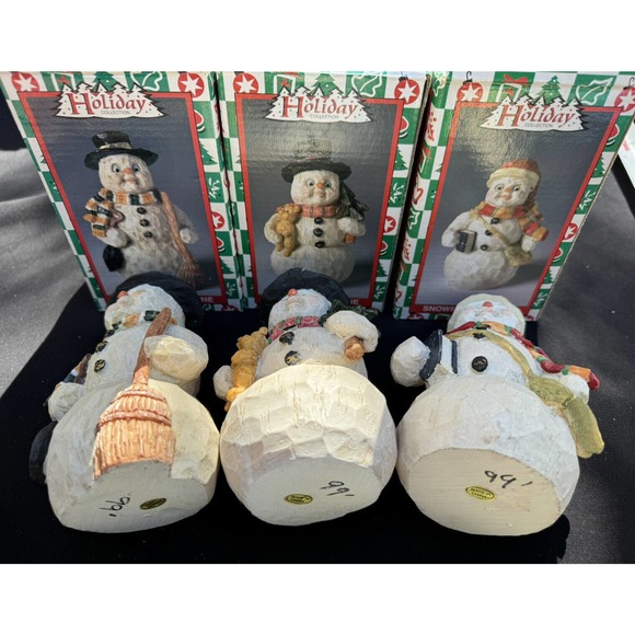 3 VINTAGE 1999 Christmas Snowman Figurines HOLIDAY COLLECTION World Bazaar -Ch8 - Picture 10 of 10